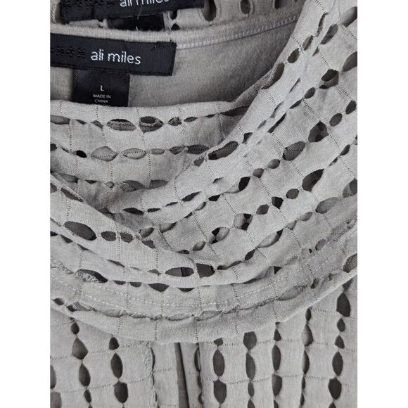 Ali Miles 2 pc Tank and Mesh Long Sleeve Top Large Grey Artsy Art To Wear - Picture 6 of 8
